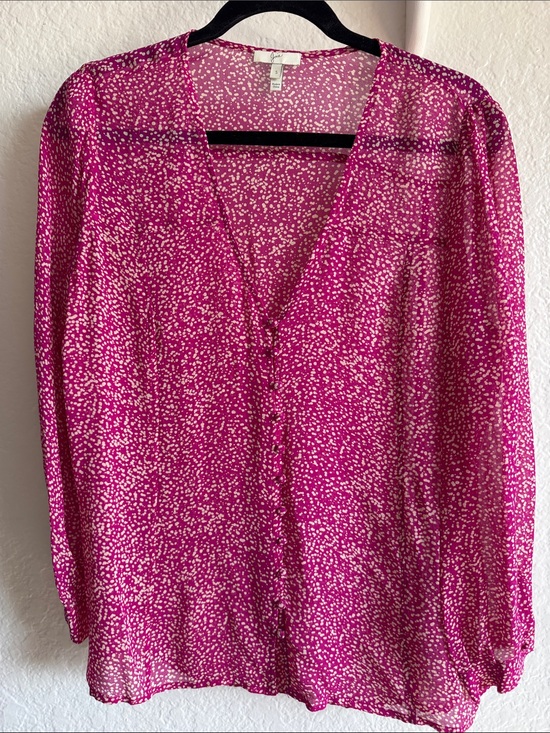 Joie Tops - Joie Fuchsia Pink Printed V-Neck Blouse